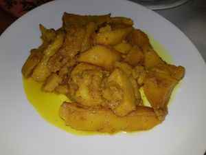 Potatoes in the oven at Meteora in Kalampaka