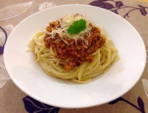 Spaghetti boloñesa  at La Reina Banana in Madrid