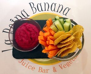 Beetroot hummus at La Reina Banana in Madrid
