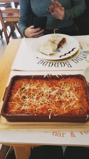 Lasaña de verduras at La Reina Banana in Madrid