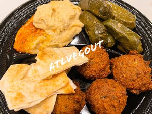 Falafel, grape leaves, hummus and pita   at Medi's Mediterranean Fusion Restaurant in Macon