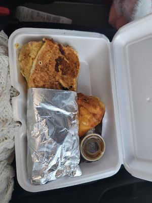 Vegan falafel wrap and samosa at Medi's Mediterranean Fusion Restaurant in Macon