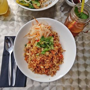 Rice, tofu, vegetables at Yumi Streetkitchen, Hamburg. Vegan. at YUMI in Hamburg