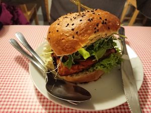 Tofu burger at Wegeneracja in Grodzisk Mazowiecki