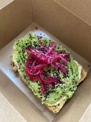 Cashew cream cheese avocado toast  at kb&co - Fox One Tower in Edmonton
