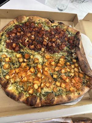 Half vegan bbq half vegan Buffalo  at Pazzo Wood Fired Pizza in Wading River