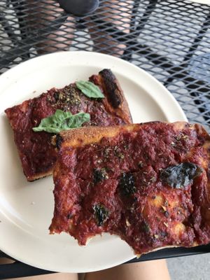 marinara slice (vegan!) at Pazzo Wood Fired Pizza in Wading River