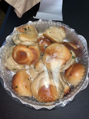 Garlic Knots with vegan shreds  at Pazzo Wood Fired Pizza in Wading River