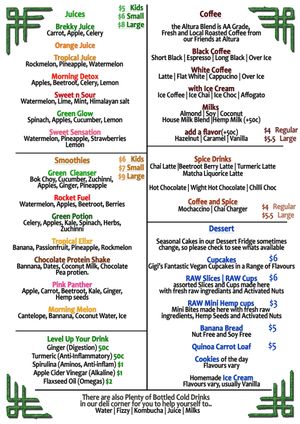 Drinks Menu at The Lost Deli in Adelaide