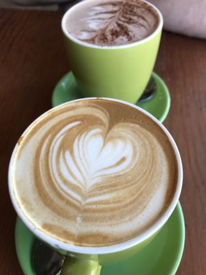 Vanilla latte and hot choc at The Lost Deli in Adelaide