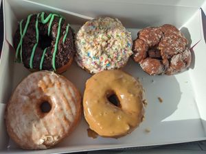 I love trying their new vegan flavors but the birthday cake is always the best. Mint chip was a close second. at Doughnut Party in Edmonton