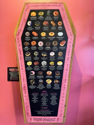 Menu  at Voodoo Doughnut in Universal City
