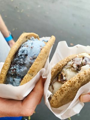 Cookie Monsta + Snickerdoodle cookie sandwiches! Yep! at Dear Bella Creamery in Hollywood