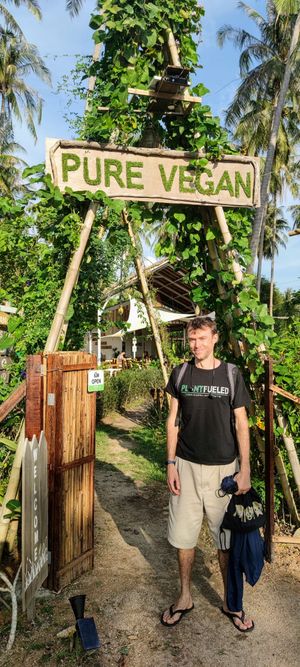 Entrance signage at Pure Vegan Heaven in Koh Phangan