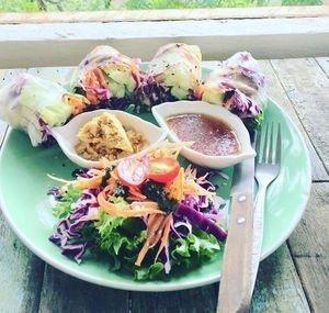 Veg rolls at Pure Vegan Heaven in Koh Phangan