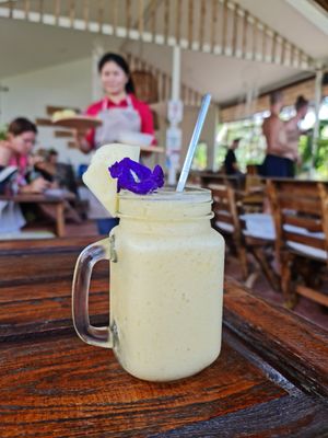 Rise and shine - Orange, Banana and Pineapple smoothie at Pure Vegan Heaven in Koh Phangan