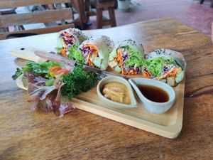 Spring rolls at Pure Vegan Heaven in Koh Phangan