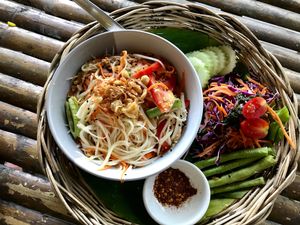 Green papaya salad  at Pure Vegan Heaven in Koh Phangan