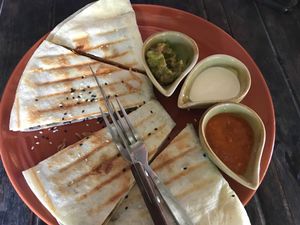 Mushroom and vegan cheese quesadilla  at Pure Vegan Heaven in Koh Phangan