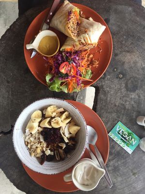granola coconut yogurt bowl and the breakfast burrito  at Pure Vegan Heaven in Koh Phangan