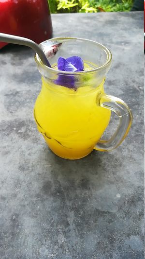 Delicious ginger and tumeric lemonade at Pure Vegan Heaven in Koh Phangan