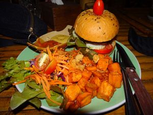 Burger at Pure Vegan Heaven in Koh Phangan