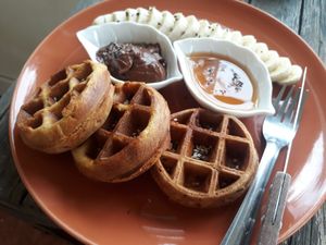 Sweet potato waffles at Pure Vegan Heaven in Koh Phangan