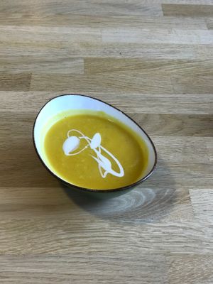 Small pumpkin soup  at Pure in Luxembourg City