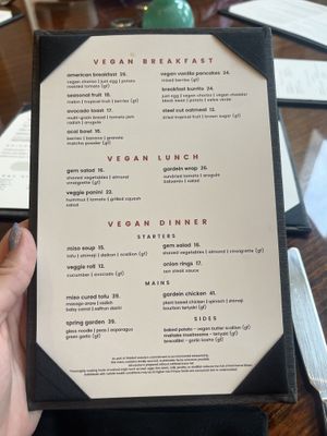 Vegan menu  at Waldorf Astoria - The Zen Kitchen in Las Vegas