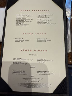 Current vegan menu   at Waldorf Astoria - The Zen Kitchen in Las Vegas