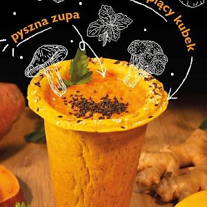 Healthy cream soup in edible cup! It's real :) at Soup Culture - Ul Panska in Warsaw