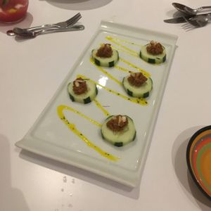 vegan sun-dried tomato pesto on Japanese cucumber at Barat Vegeliciously Mediterranean in Kuala Lumpur