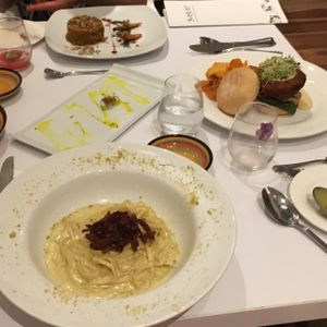 couscous, burger and carbonara (all made vegan on request) at Barat Vegeliciously Mediterranean in Kuala Lumpur