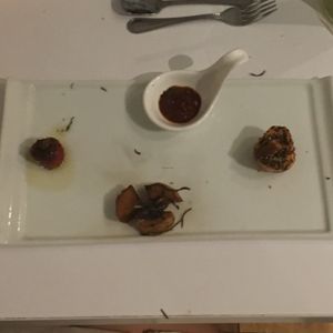 Degustation menu, dish 4: patatas bravas, stuffed peppers at Barat Vegeliciously Mediterranean in Kuala Lumpur