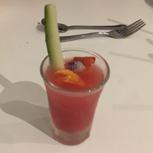 Degustation menu, dish 9: watermelon gazpacho  at Barat Vegeliciously Mediterranean in Kuala Lumpur