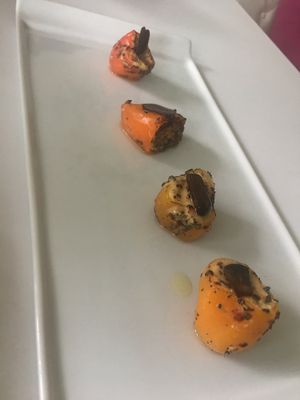 Roasted peppers stuffed with vegan herbed cheese at Barat Vegeliciously Mediterranean in Kuala Lumpur