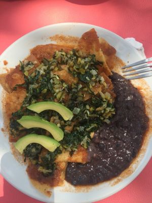 Vegan chilaquiles at El Manatí in Bacalar