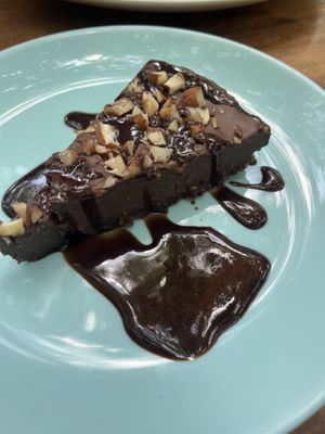 chocolate tart made of sweet potato  at El Manatí in Bacalar