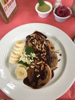 Vegan pancakes  at El Manatí in Bacalar