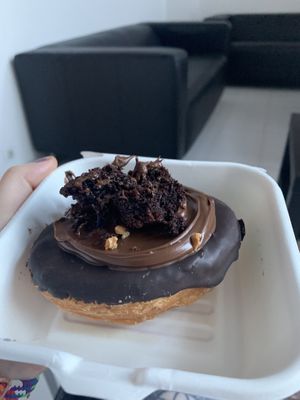 Hazelnut brownie kronut  at Chök in Barcelona