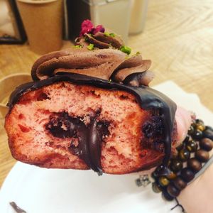 Vegan Raspberry “Nutella” doughnut  at Chök in Barcelona