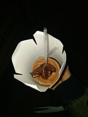 Vegan chocolate sponge and vegan Nutella. at Chök in Barcelona