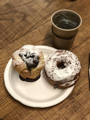 Vegan donut and chocolate filled croissant. Quality tea too  at Chök in Barcelona