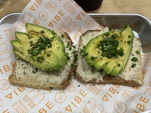 Everything but the bagel avocado toast   at Vibe Organic Kitchen & Juice in Newport Beach