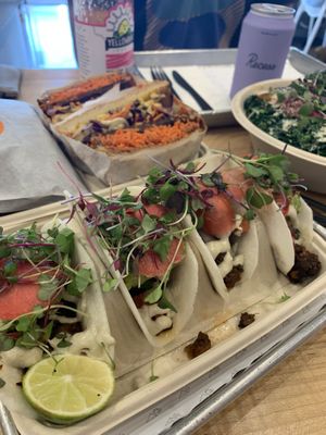 Mushroom walnut tacos with jicama tortilla! Yuuuuuummmmssss at Vibe Organic Kitchen & Juice in Newport Beach