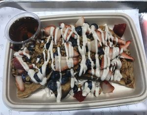 Yummy sweet waffles!  at Vibe Organic Kitchen & Juice in Newport Beach