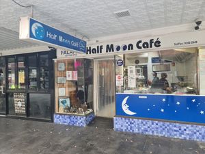 From the outside at Half Moon Cafe in Coburg