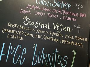 Seasonal Vegan Taco description March 2018 at Righteous Cuisine in Grand Haven