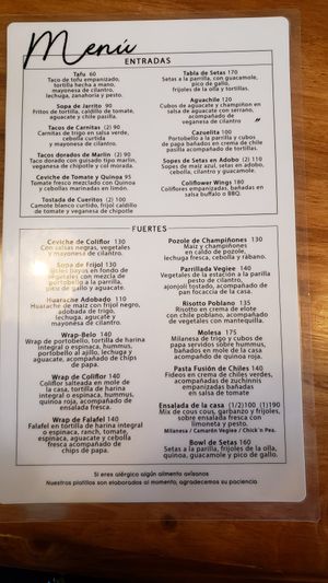 Menu in Spanish at Inspiracion 9 in Tijuana