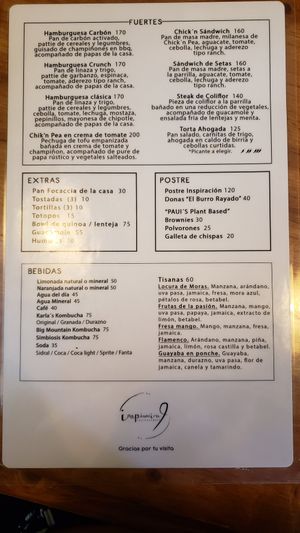 Spanish menu continued at Inspiracion 9 in Tijuana